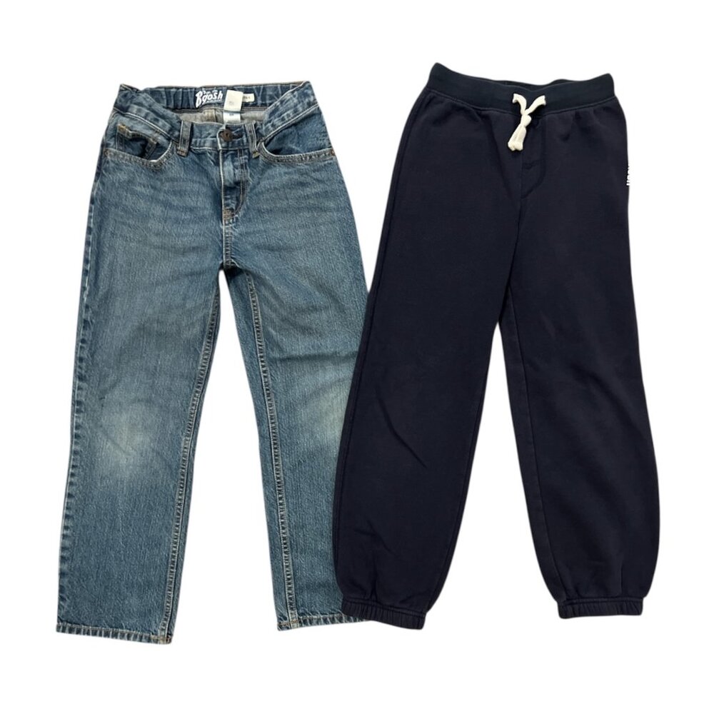 TWO OshKosh B’Gosh Pants Boys Size 8 Denim Jeans and Sweatpants Joggers